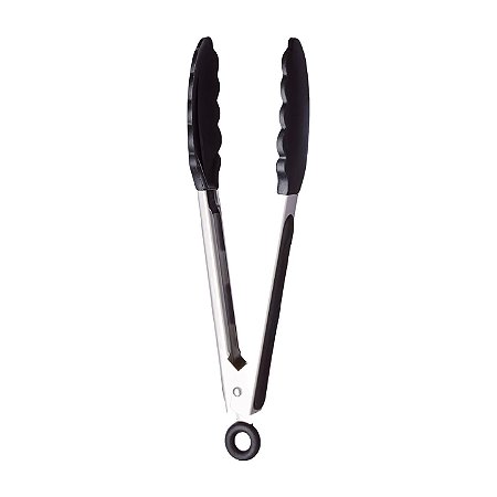 Pegador Inox com Ponta de Silicone 23cm (Preto)