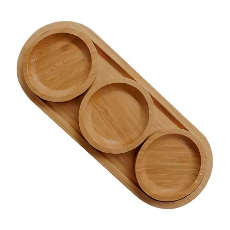 Petisqueira de Bambu Natural (4 Peças)