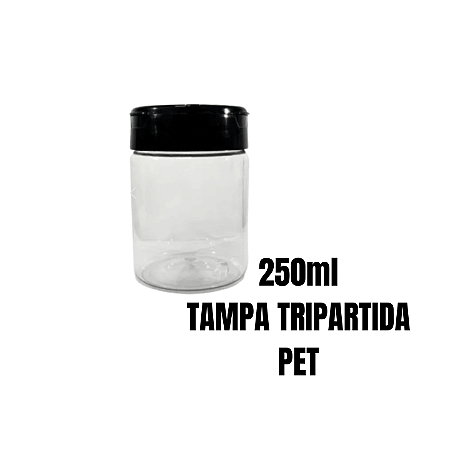 Pote Plástico Redondo Tripartido - 250ml