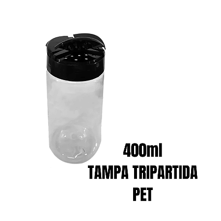 Pote Plástico Redondo Tripartido - 400ml