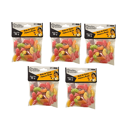 Bala de Goma Minhoca Ácida (Sachê) 70g X 5