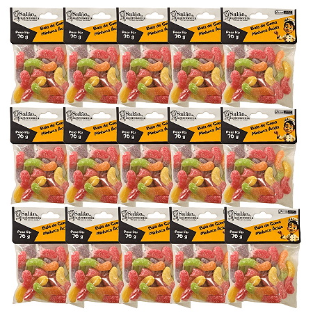 Bala de Goma Minhoca Ácida (Sachê) 70g X 15