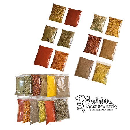 KIT 12 Temperos, Condimentos e Especiarias (Saquinho)