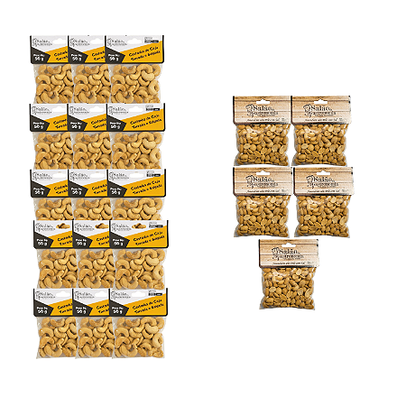 Kit Aperitivo: Castanha Cajú Torrada 50g X 15 + Amendoim Sem Pele 70g X 5