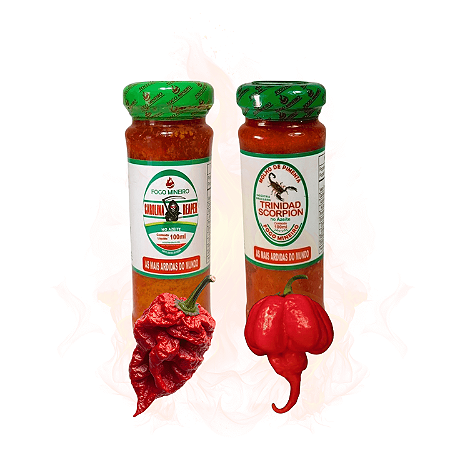 Kit Molho de Pimentas - As 2 Mais Ardidas do Mundo no Azeite (Vidro) 100ml