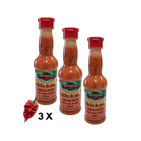 Kit 3x Molho de Pimenta Carolina Reaper D´Horta - 150ml (PET)