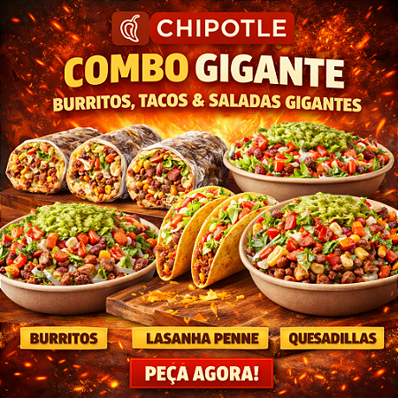 COMBO BURRITOS, TACOS E SALADAS GIGANTES