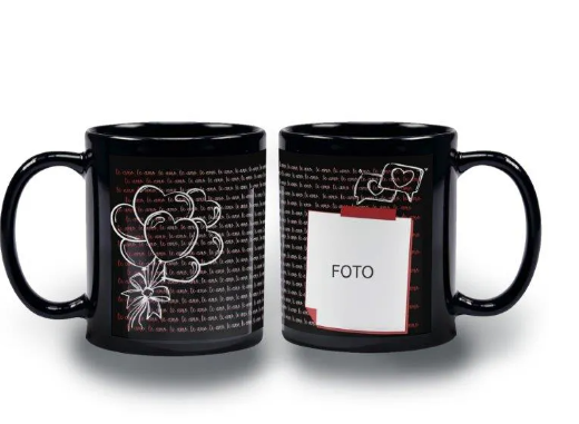 Caneca Toda Preta Com foto