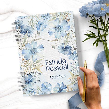 caderno estudo pessoal azul