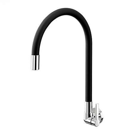 Torneira Giratória Parede Docol Galiflex Cromada com Preto 967457
