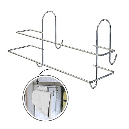 Porta Toalha Toalheiro Duplo Para Box Stolf Cromado 1497