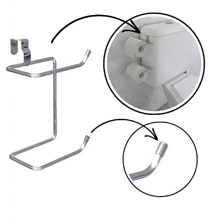Porta papel higiênico papeleira dupla para caixa acoplada Stolf cromada para 2 rolos 1453-STD