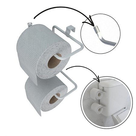 Porta papel higiênico papeleira dupla para caixa acoplada Stolf branca 1453WH-STD
