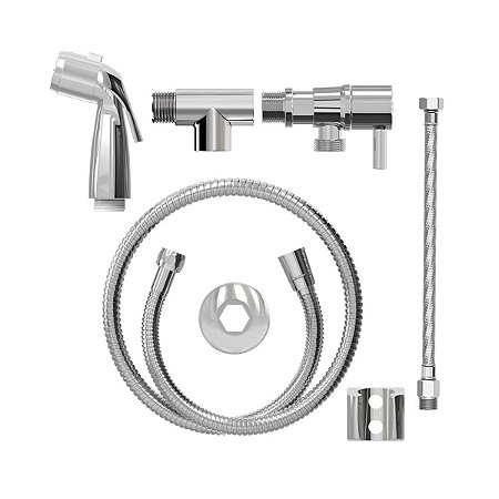 Kit Ducha Higiênica Luxo Cromada com Tee p/ Ponto Adicional