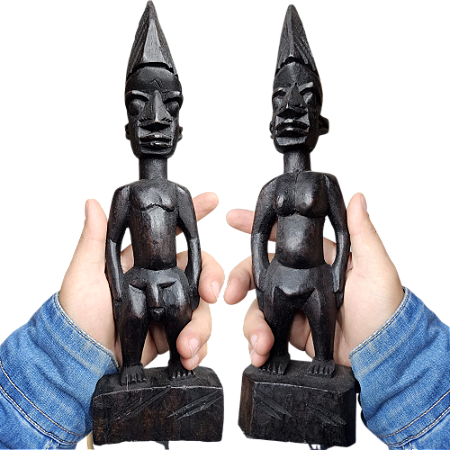 Estatua Orixá - Imagem - Casal De Ibeji - Africana Feita A Mão