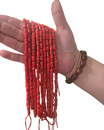 Fio De Coral Africano Vermelho Coral Arroz Lleke Pimentinha