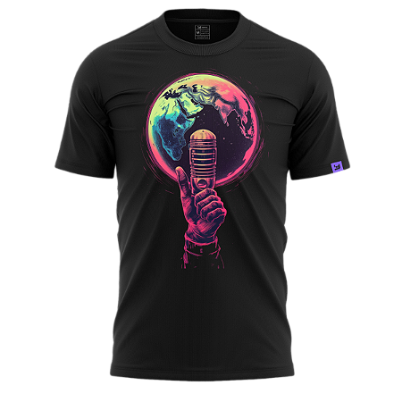Camiseta Casual World Singer (Cor Preto)