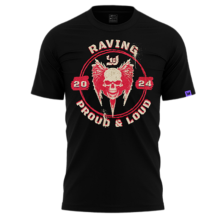 Camiseta Raving Skull Proud (preto)