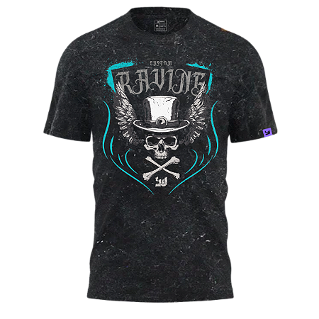 Camiseta Raving Skull Top Hat (marmorizado)