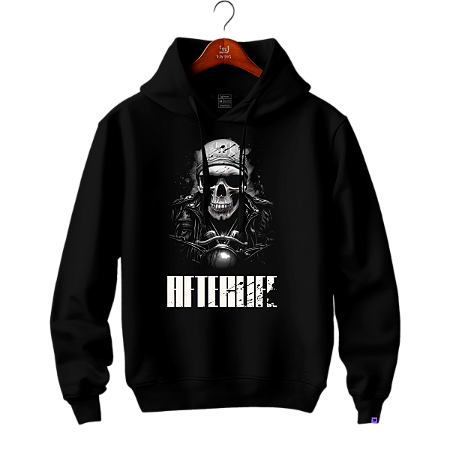 Moletom com capuz e bolsos laterais Raving Skull Afterlife (Cor Preto)
