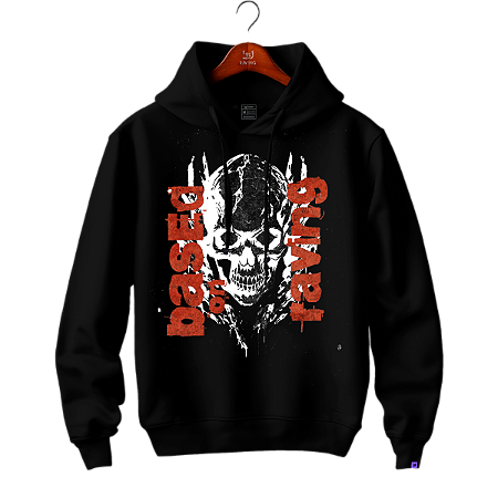 Moletom com capuz e bolsos laterais Raving Skull Based (Cor preto)