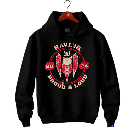 Moletom com capuz e bolsos laterais Raving Skull Proud