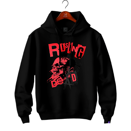 Moletom com capuz e bolsos laterais Raving Skull Rising (Cor preto)