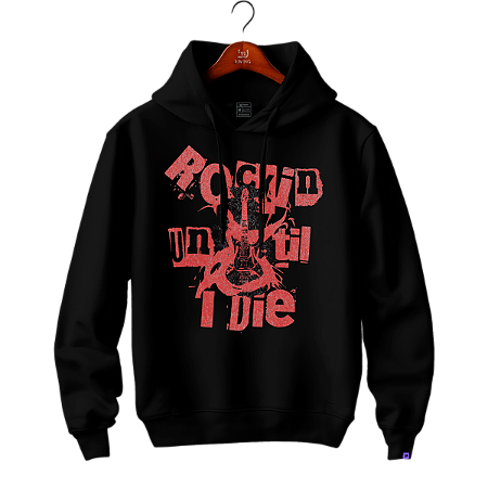 Moletom com capuz e bolsos laterais Raving Skull Rockin' (Cor preto)