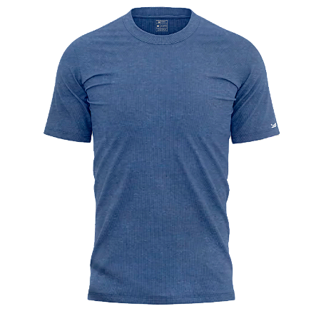 Camiseta Básica Azul Estonada 100% Algodão Premium
