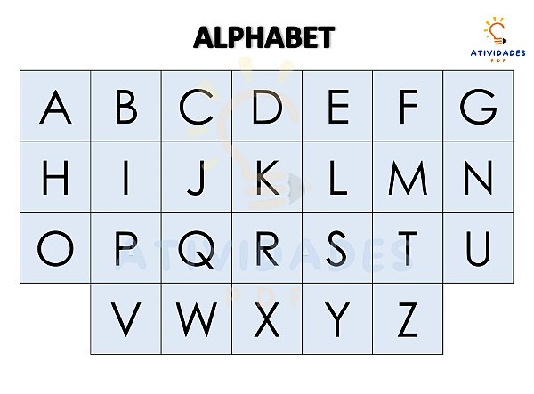 Pareamento do alfabeto - Em inglês