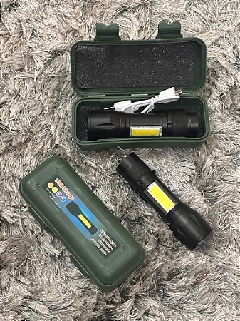 Mini Lanterna Tática Com Led E Zoom Recarregável