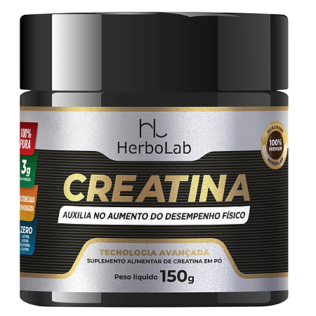 Creatina Monohidratada 100% Pura – 150g (50 Doses) | Herbolab – Força, Energia e Ganho de Desempenho