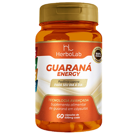 Guaraná Power 600mg – 60 Cápsulas | Herbolab – Energia Natural, Foco e Desempenho Físico e Mental