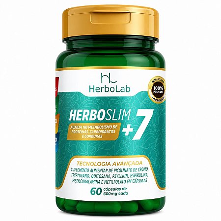 Herboslim +7 600mg – 60 Cápsulas | Herbolab – Fórmula Natural com 7 Ativos para Redução de Medidas e Bem-Estar