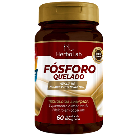Fósforo Quelado 700mg – 60 Cápsulas | Herbolab – Suporte ao Metabolismo Energético e Função Cerebral