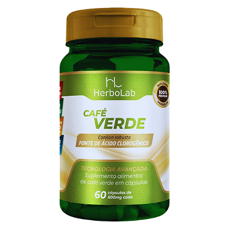 Café Verde 600mg 60 Cápsulas – Conilon Robusta Puro | Herbolab – Energia Natural e Bem-Estar