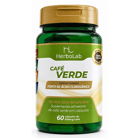 Café Verde 600mg - 60 Cápsulas – Conilon Robusta Puro Herbolab – Energia e Bem-Estar