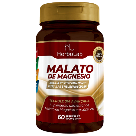 Malato de Magnésio 600mg – 60 Cápsulas | Herbolab – Câimbras, Energia Muscular e Bem-Estar Diário