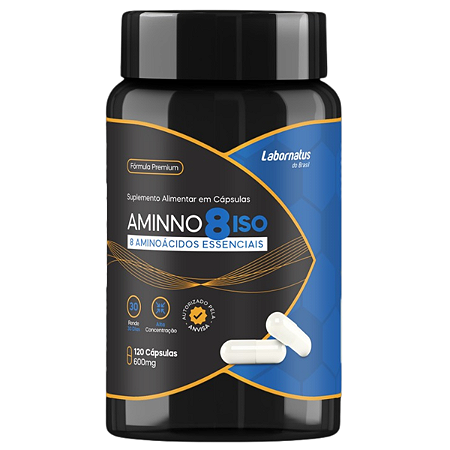 Aminno 8 Iso 600mg – 120 Cápsulas | Labornatus – 8 Aminoácidos Essenciais para Força e Recuperação Muscular