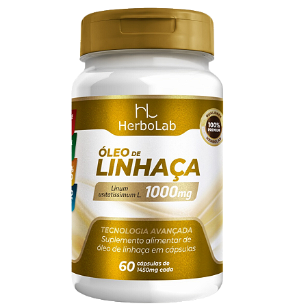 Óleo de Linhaça 1000mg – 60 Cápsulas Softgel | Herbolab – Fonte de Ômega 3, Equilíbrio Hormonal e Coração Saudável