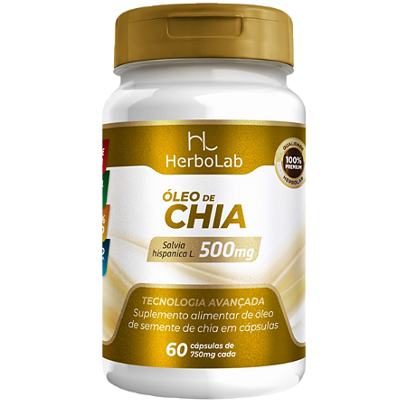 Óleo de Semente de Chia 750mg – 60 Cápsulas | Herbolab – Fonte de Ômega 3, Saciedade e Coração Saudável