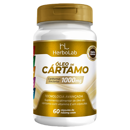 Óleo de Cártamo 1000mg – 60 Cápsulas Softgel | Herbolab – Redução de Medidas e Metabolismo de Gorduras