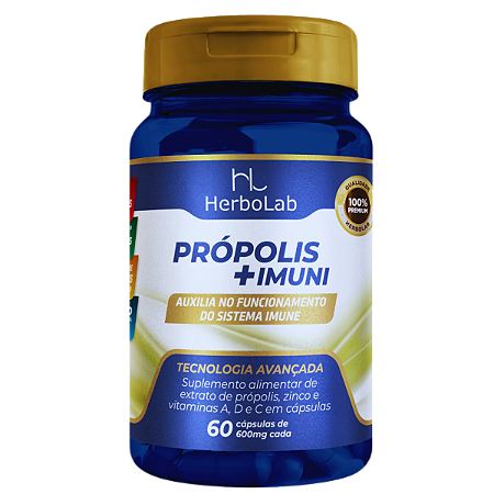 Extrato de Própolis com Zinco + Vitaminas A, C e D – 60 Cápsulas | Herbolab – Fortalecimento Imunológico Natural