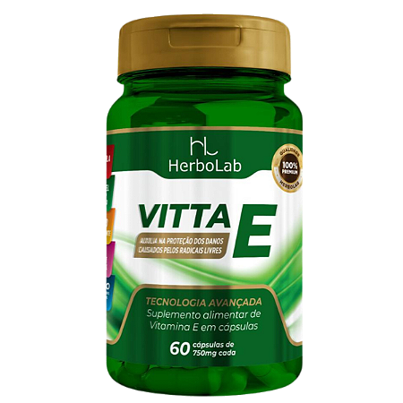 Vitamina E 750mg – 60 Cápsulas Softgel | Herbolab – Antioxidante Natural, Pele Saudável e Proteção Celular