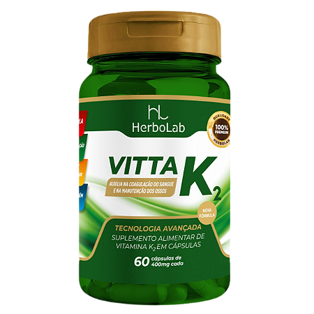 Vitamina K2 – 60 Cápsulas | Herbolab – Saúde Óssea, Cálcio Direcionado e Proteção Cardiovascular
