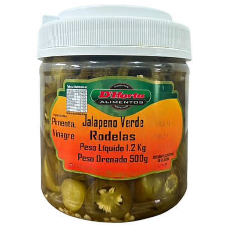 Pimenta Jalapeno Verde Rodelas Conserva Premium 1,2kg