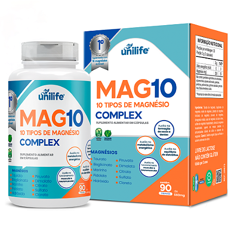 MAG10 UNILIFE – COMPLEX 10 TIPOS DE MAGNÉSIO – 90 CÁPSULAS