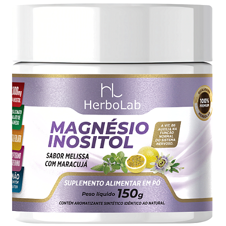 Magnésio Inositol Herbolab – Sabor Melissa com Maracujá – 150g