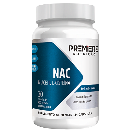 NAC 600mg N-Acetil L-Cisteína Premiere Nutrição Antioxidante 30 Cápsulas