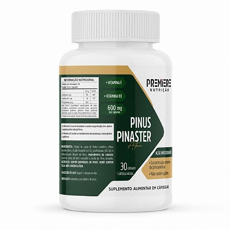 Pinus Pinaster 600mg com Vitamina E e B3 30 cápsulas